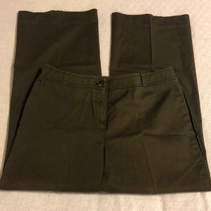 Talbots Dark Olive Green Wide Leg Trousers Slacks